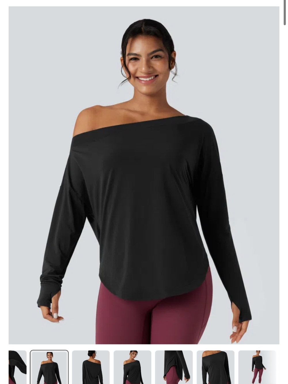 HALARA Off-Shoulder Long Sleeve Top in Black